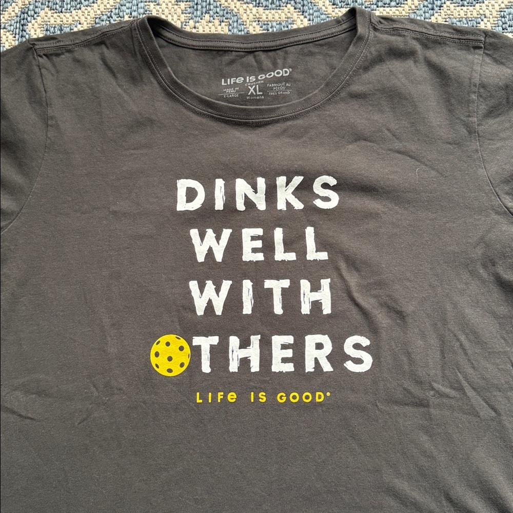 Life Is Good Crusher T-shirt Dinks Well with Others Cotton XL Pickleball - Picture 2 of 8